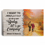 Personalized I Want Hold Your Hand At 80s Let's Go Camping Canvas Poster - Husband Wife Anniversary Wall Art, White, 0.75'' Framed Canvas