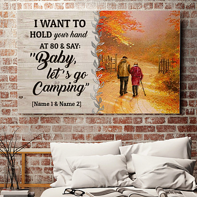 Alternative view of Personalized I Want Hold Your Hand At 80s Let's Go Camping Canvas Poster - Husband Wife Anniversary Wall Art