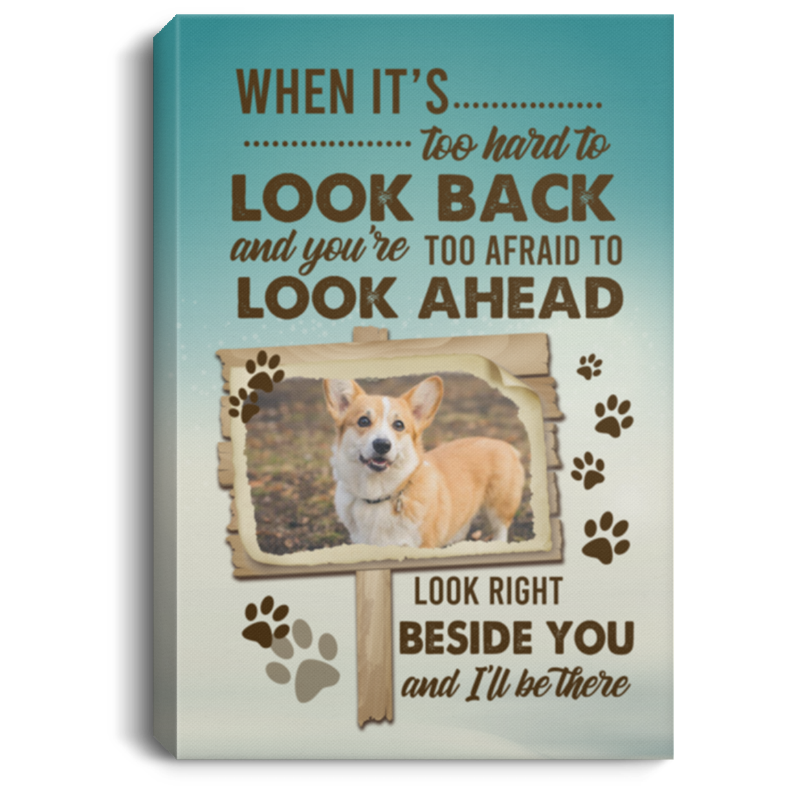 Personalized Photo When It's Hard To Look Back Dog Memorial Wrapped Framed Canvas Prints - Unframed Poster, White, 0.75'' Framed Canvas