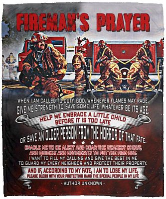 Fireman's Prayer Firefighter Blanket, White, Cozy Plush Fleece Blanket - 50x60