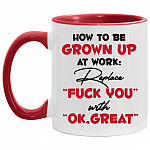 How To Be Grown Up, White/Red, 11 oz. Accent Mug