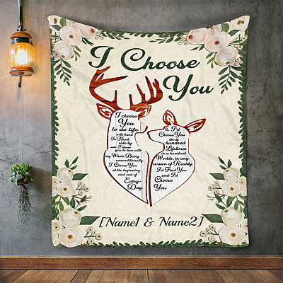 Alternative view of Personalized I Choose You Romantic Sayings for Her Fleece Blanket - Sherpa Blanket - Woven Blanket