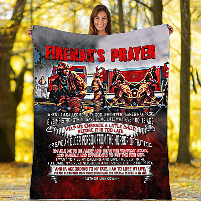 Alternative view of Fireman's Prayer Firefighter Appreciation Quotes Fleece Blanket - Sherpa Blanket - Woven Blanket