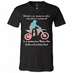 Behind Every Motocross Rider, Black, V-Neck T-Shirt Behind Every Motocross Rider, Black, V-Neck T-Shirt
