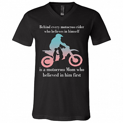Behind Every Motocross Rider, Black, V-Neck T-Shirt