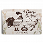 Personalized Chicken Couple I Choose You To Do Life With Hand In Hand Framed Canvas Prints - Unframed Poster, White, 0.75'' Framed Canvas