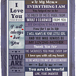 Daughter to My Mom Everything Blanket, White, Cozy Plush Fleece Blanket - 50x60