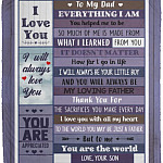 Son to My Dad Everything I Am Blanket, White, Cozy Plush Fleece Blanket - 50x60