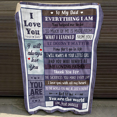 Alternative view of Daughter to My Dad Everything I Am You Helped Me to Be so Much of Me Vintage Fleece Blanket - Mink Blanket