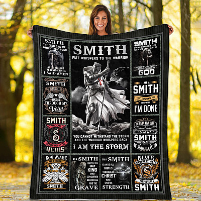 Alternative view of Smith Fate Whispers To The Warrior You Cannot Withstand The Storm Fleece Blanket - Smith Family Name Sherpa Blanket