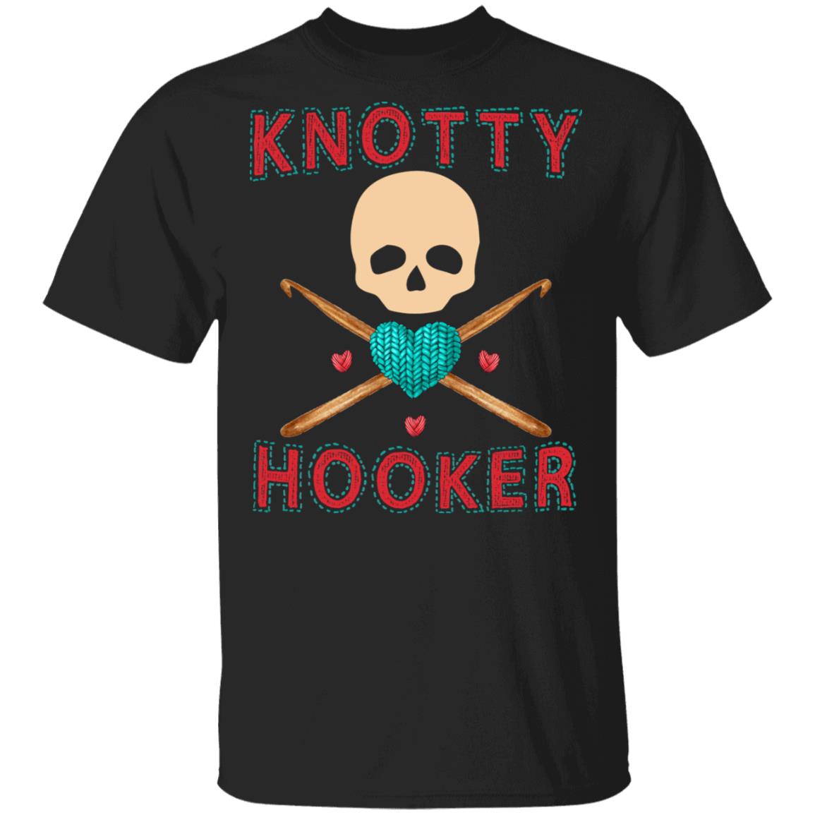 Crochet Knotty Hooker, Black, Unisex T-Shirt