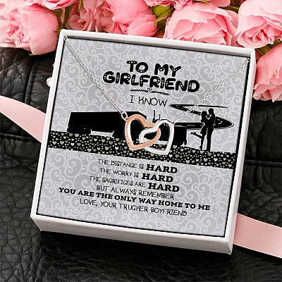 From Trucker Driver Man To My Girlfriend You Are The Only Way Home To Me Couple Interlocking Hearts Necklace