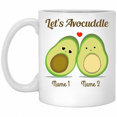 Personalized Lets Avocuddle Mug, White, 11 oz. White Mug