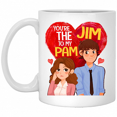 Jim & Pam Couple You Are Jim to My Pam Coffee Mug, White, 11 oz. White Mug