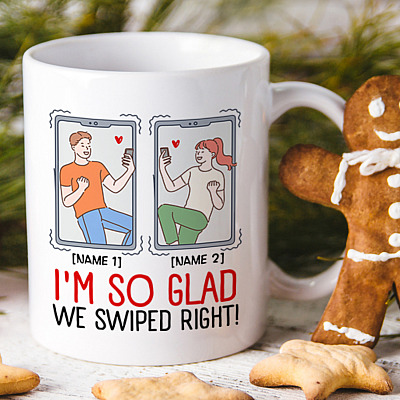 Alternative view of Personalized Tinder Dating We Swipt Right Valentine Gift for Couple Ceramic Coffee Mug