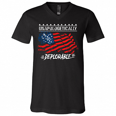 Unapologetically Deplorable, Black, V-Neck T-Shirt