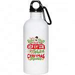 Let's Drink Hot Cocoa, White, 20 oz. Stainless Water Bottle