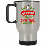 Let's Drink Hot Cocoa, Silver, 14 oz. Silver Travel Mug
