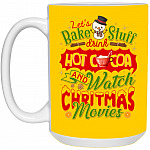 Let's Drink Hot Cocoa, Athletic Gold, 15 oz. White Mug