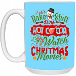 Let's Drink Hot Cocoa, Columbia Blue, 15 oz. White Mug