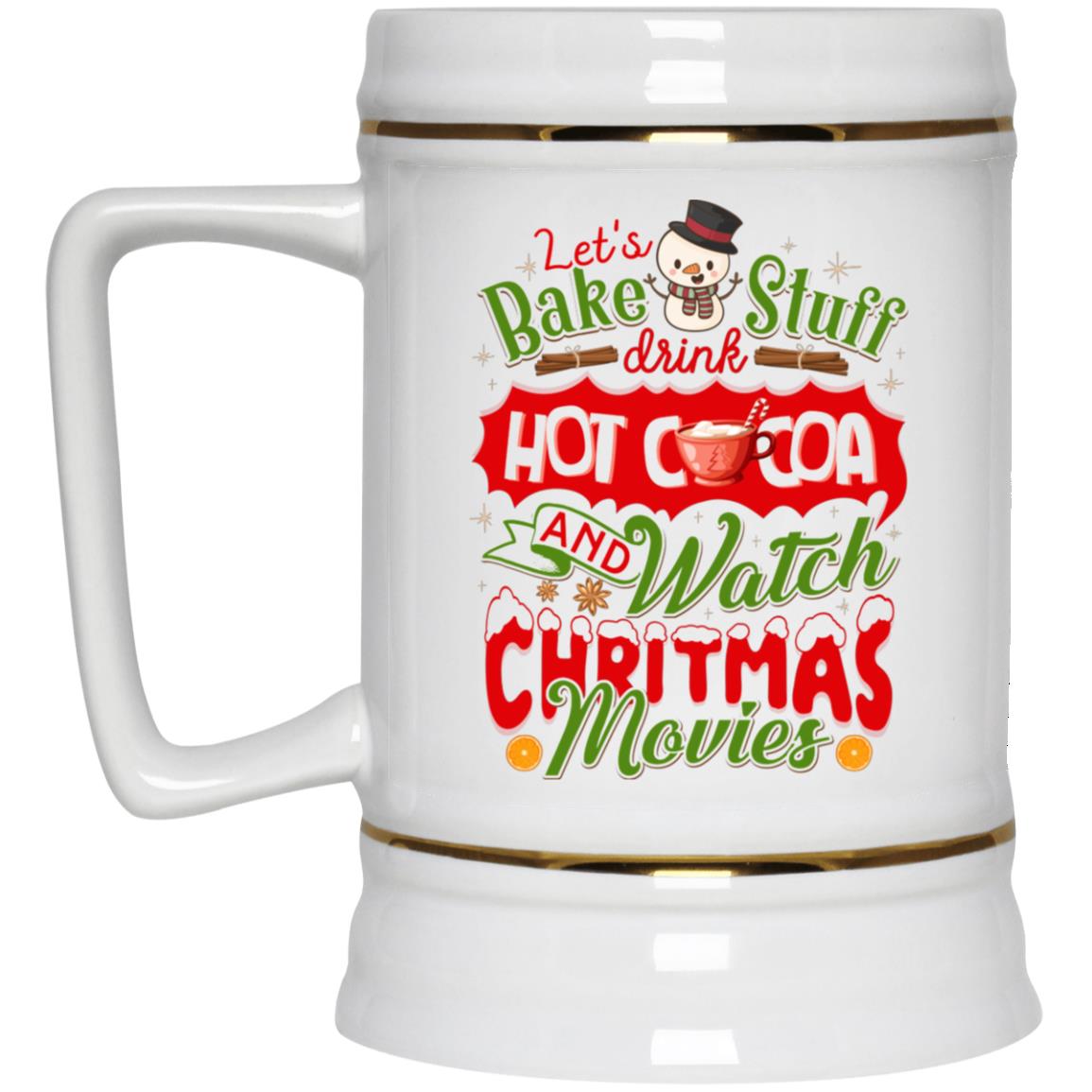 Let's Drink Hot Cocoa, White, 22 oz. Beer Stein