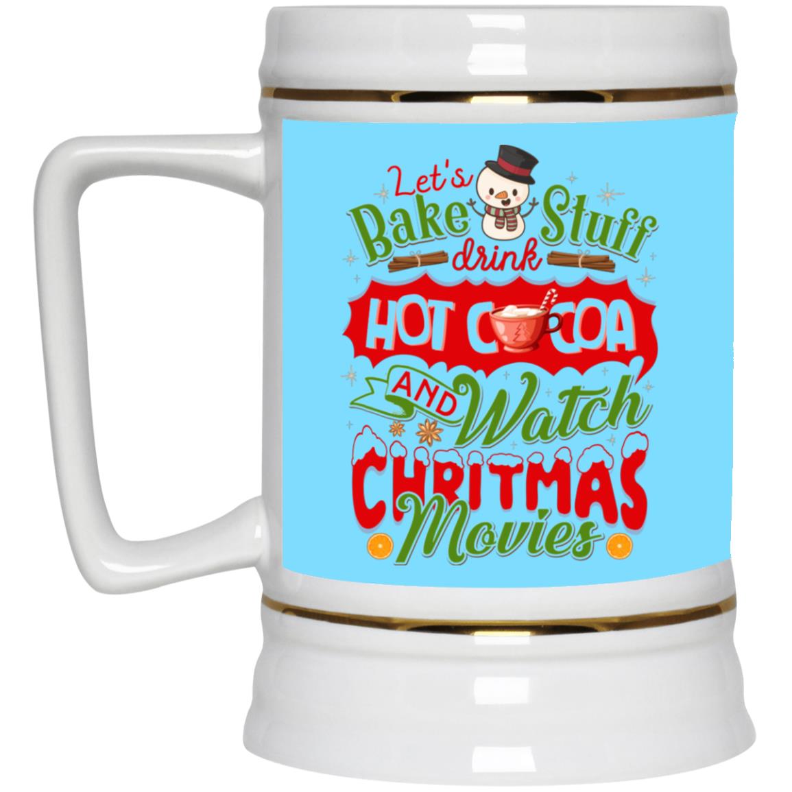 Let's Drink Hot Cocoa, Columbia Blue, 22 oz. Beer Stein