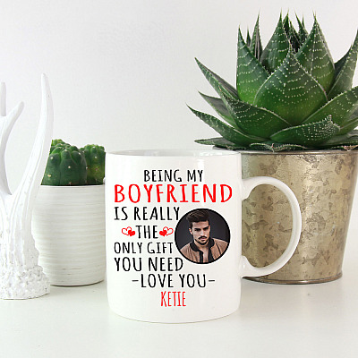 Alternative view of Personalized Custom Photo Being My Boyfriend Is Really The Only Gift You Need Ceramic Mug - Valentine Gift For Him