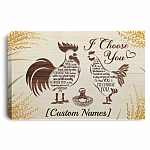 Personalized I Choose You to Do Life with Hand in Hand Side by Side Chicken Couple Framed Canvas - Unframed Poster, White, 0.75'' Framed Canvas