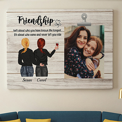 Alternative view of Custom Photo Bestie Framed Canvas - Friendship Isn't About Who You Have Known The Longest Unframed Poster