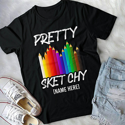 Alternative view of Personalized Pretty Sketchy Shirt - Art Lovers T-shirt V-neck Tee