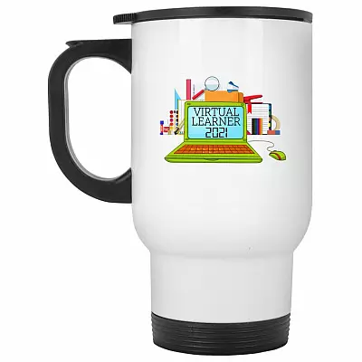 14 oz. White Travel Mug