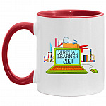Virtual Learner Quarantined 2021 Accent Mug, White/Red, 11 oz. Accent Mug