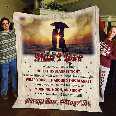 Alternative view of Custom Photo To The Man I Love When You Need Hug Hold This Blanket I Love You Always Premium Sherpa Blanket