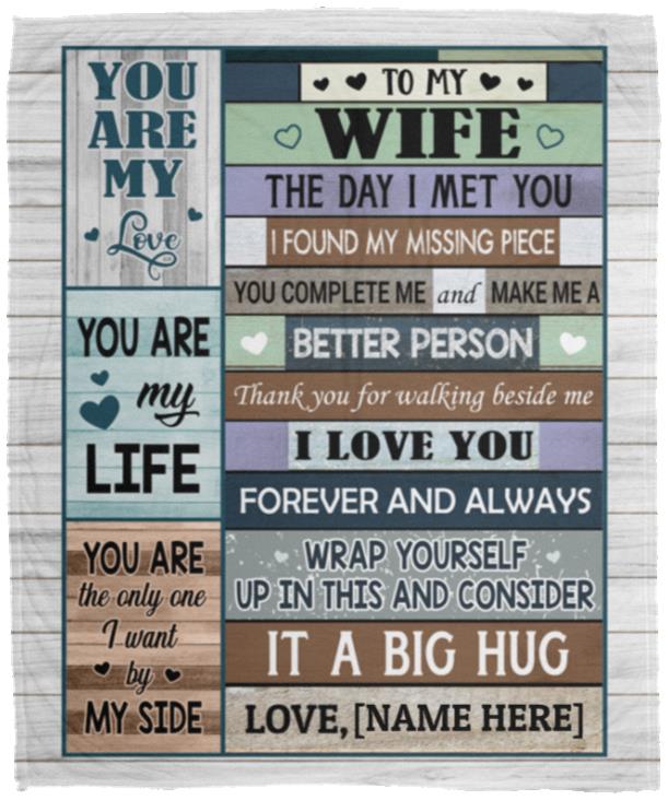 Personalized Husband to My Wife Blanket, White, Cozy Plush Fleece Blanket - 50x60
