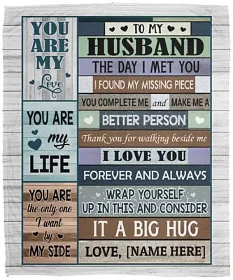 Personalized Wife to My Husband Blanket, White, Cozy Plush Fleece Blanket - 50x60