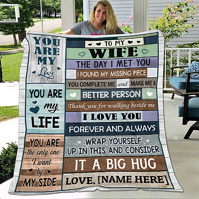 Alternative view of Personalized Husband to My Wife the Day I Met You I Found My Missing Piece Fleece Blanket - Mink Blanket
