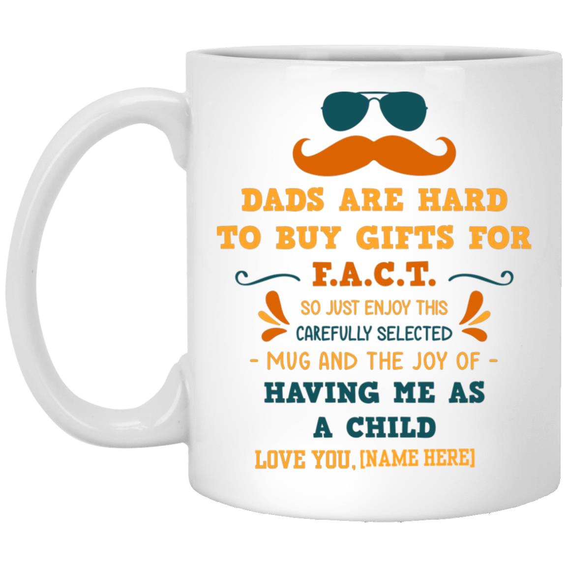 Dads Mug, White, 11 oz. White Mug