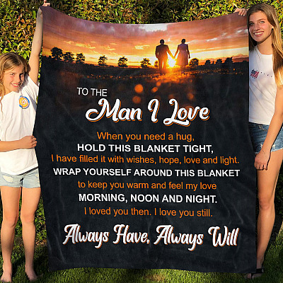 Alternative view of To The Man I Love When You Need A Hug Fleece Blanket - Premium Sherpa Blanket - To My Husband Blanket