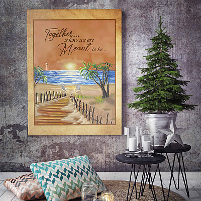 Alternative view of To My Wife Husband Together Is How We Are Meant To Be Couple In Love Sunset Sand Beach Canvas Poster Wall Art