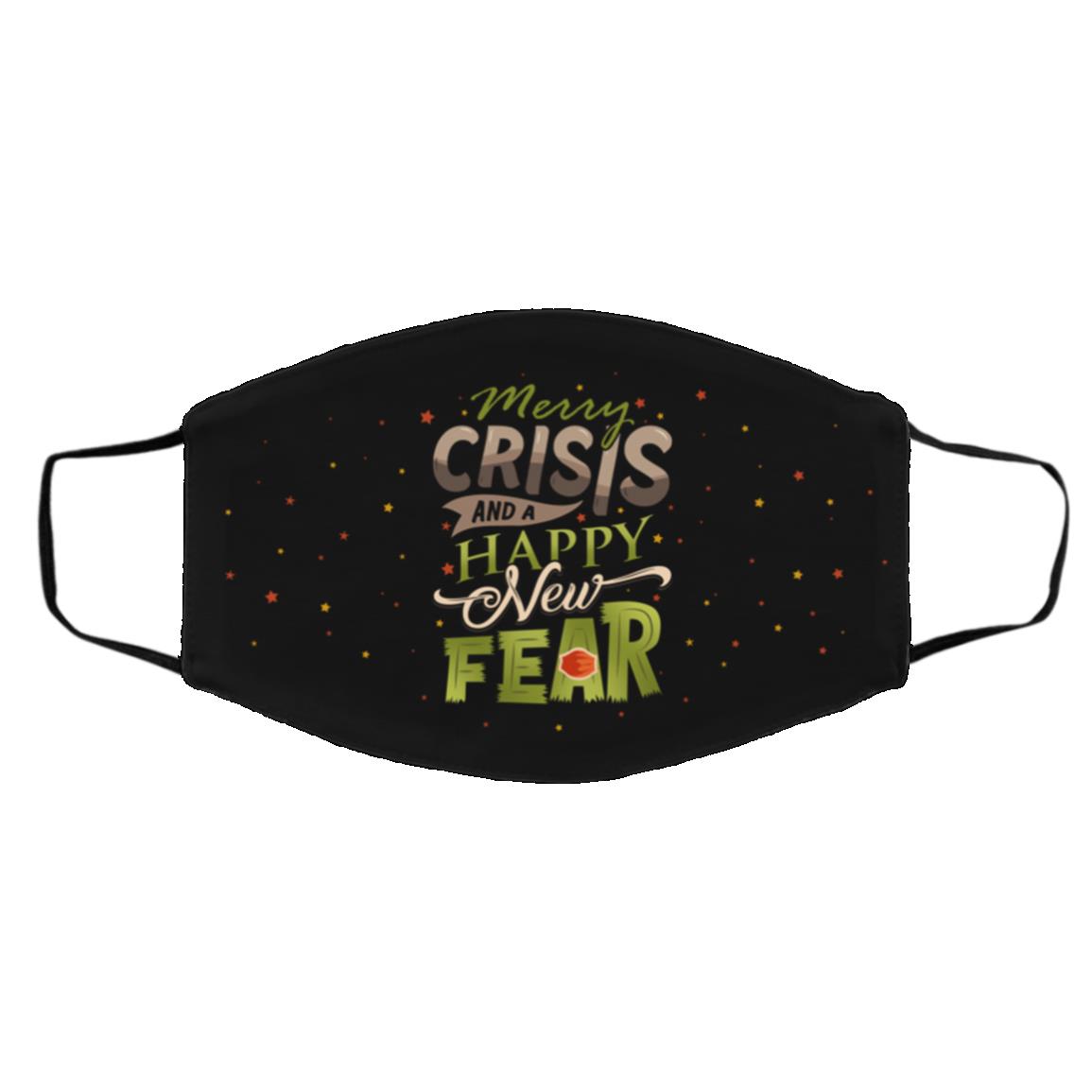 Merry Crisis and a Happy New Fear, White, Cloth Face Cover – Medium/Large Merry Crisis and a Happy New Fear, White, Cloth Face Cover – Medium/Large