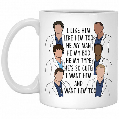 I Like Him Like Him Too He My Man, White, 11 oz. White Mug