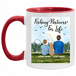 Personalized Fishing Partners, White/Red, 11 oz. Accent Mug