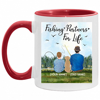 Personalized Fishing Partners, White/Red, 11 oz. Accent Mug