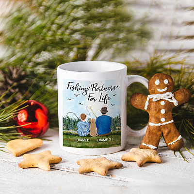 Personalized Fishing Partners for Life Dad And Son Mug - Beer Stein - Water Bottle