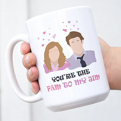 Alternative view of You're The Pam To My Jim Office Movie Ceramic Coffee Mug - Funny Valentine's Day Mug For Her - Couple Mug