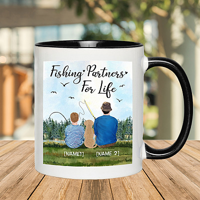 Alternative view of Personalized Fishing Partners for Life Dad And Son Accent Mug