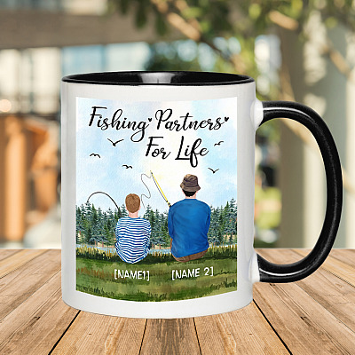 Alternative view of Personalized Fishing Partners for Life Dad And Son Accent Coffee Mug