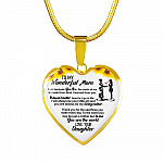 From Daughter To My Wonderful Mom I Am Because You Are So Much Of Me Sunflower Luxury Heart Pendant Necklace - Heart Luxury Necklace (Gold Plated)
