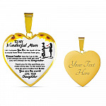 From Daughter To My Wonderful Mom I Am Because You Are So Much Of Me Sunflower Luxury Heart Pendant Necklace - Heart Luxury Necklace (Gold Plated)