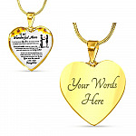 From Daughter To My Wonderful Mom I Am Because You Are So Much Of Me Sunflower Luxury Heart Pendant Necklace - Heart Luxury Necklace (Gold Plated)